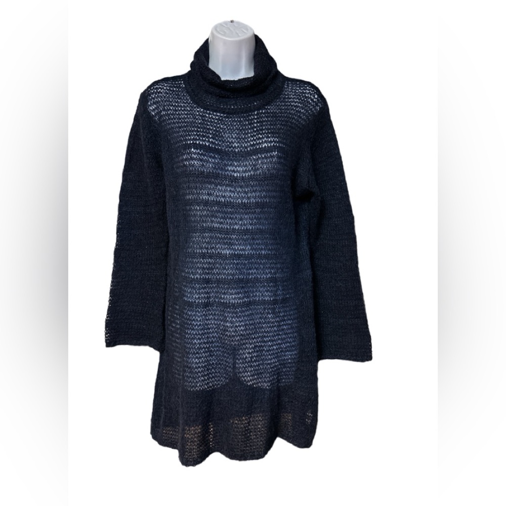 XX by Mexx Black Mohair Blend Open Knit Cowl Neck Sweater Tunic Small